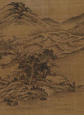 元云林倪瓒彷北宋十则画册绢本名M家山水国画复制品临摹范本十张