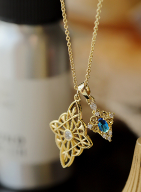 文艺复古镂空花窗项链女小众轻奢