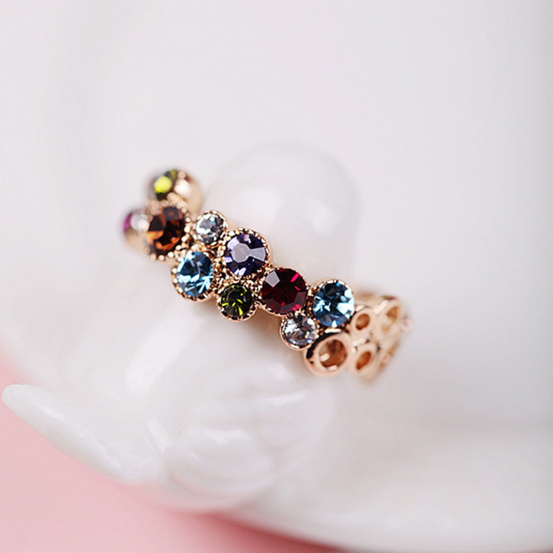 彩色女时尚个性满钻夸张食指戒戒指 大乐良品戒指/指环