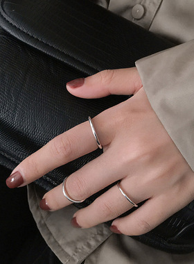 925纯银光面素圈戒指ins女食指戒