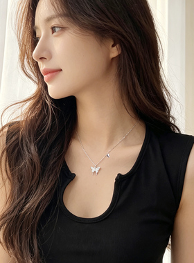 s925纯银蝴蝶项链女轻奢小众设计