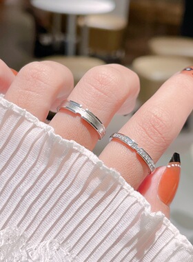 s925纯银表白求婚开口情侣戒指