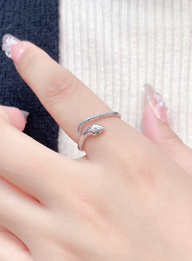 s925纯银独特个性灵蛇形开口戒指