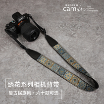 cam-in retro national wind embroidered camera braces cable-cross photography shoulder strap applicable Canon Sony Fuji