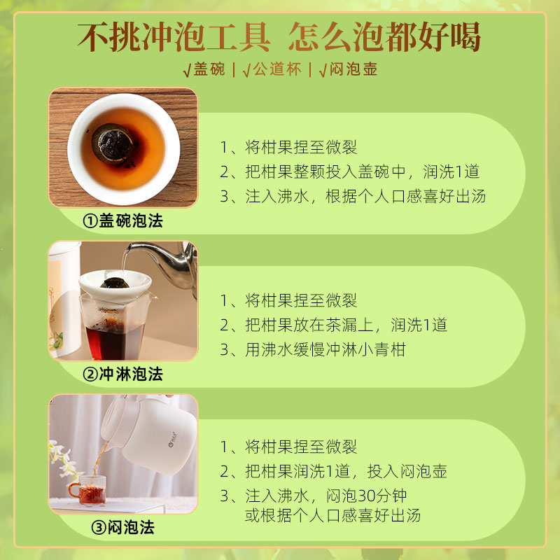 【拍1发2】润元昌人生百味正宗新会梅江头采小青柑普洱茶送礼罐装