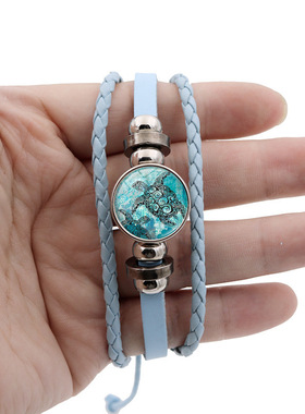 海洋生物海星海龟PU皮革手链男女复古朋克风格多层串珠编织手链