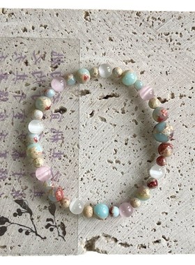 新中式天然石寿山石手串复古精致中国风串珠闺蜜冷门手饰