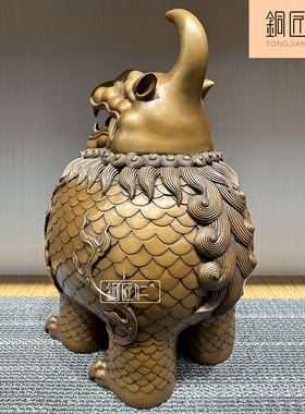 铜匠仁紫铜天禄摆件铜瑞兽中式创意家用室内客厅办公室玄关摆设