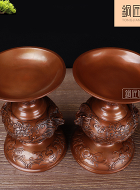 烛台供奉纯铜中式风佛前婚庆摆件