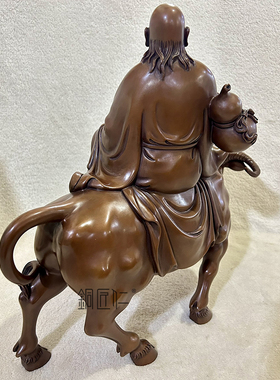 铜匠仁紫铜老子出关摆件摆设客厅中式办公室家居装饰品