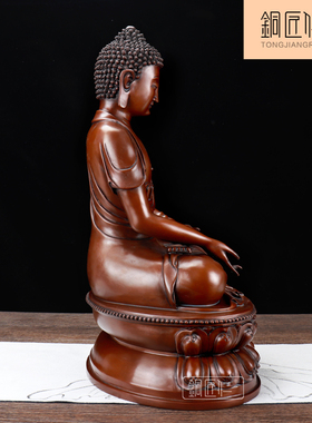 铜匠仁 铜药师佛铜像紫铜中式桌面家用客厅玄关家居装饰品摆件
