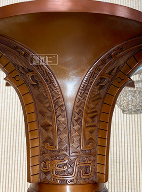 紫铜花觚摆件铜仿古花瓶家居客厅装饰品创意摆设办公室铜工艺品