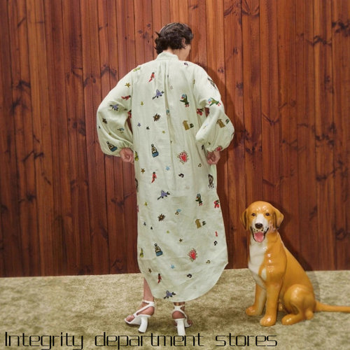 Cotton and linen flower lace short sleeved dr独立亚麻印花休 - 图0