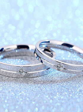 男女情侣999纯银对戒情人节礼物