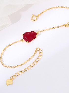 925纯银古法金手链托女碧玉空托