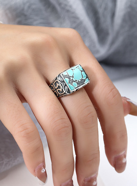 方形戒指空托男士复古泰银定制