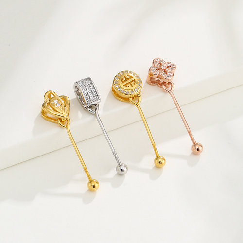 925纯银珍珠吊坠扣头转运珠耳饰diy配件路路通圆珠子通孔项坠空托 - 图2