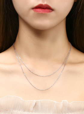 925纯银镀白金黄金女日韩十字链