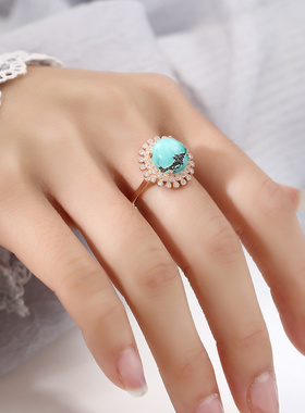 diy日韩风18k金蜜蜡圆形戒指空托