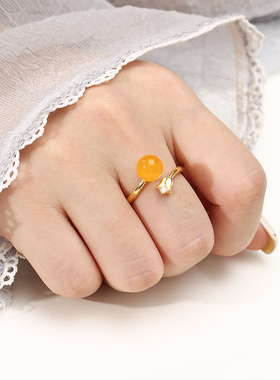 奢金轩女纯银日韩珍珠戒指空托