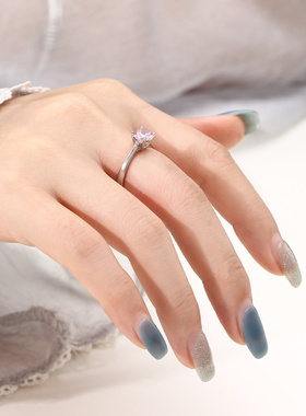 奢金轩女纯银日韩莫桑石戒指空托