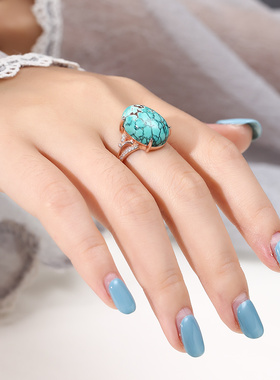 日韩蜜蜡琥珀纯银男女戒指空托