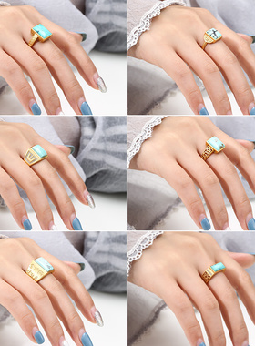 霸气复古戒指空托男女古法金纯银