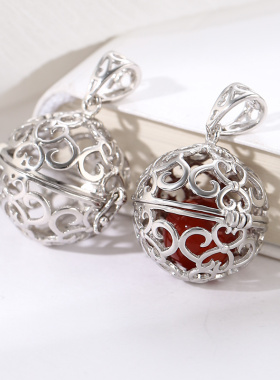 古法金镂空香囊球吊坠随身项链