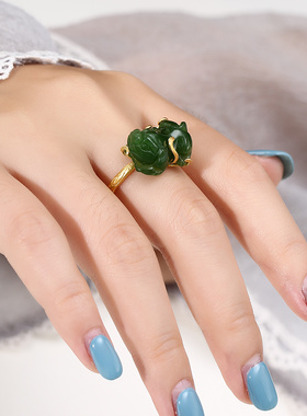 纯银随形万能民族风貔貅戒指空托