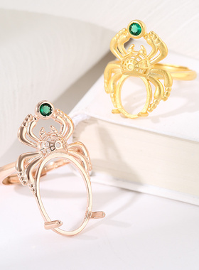 925纯银古法金戒指空托蜘蛛戒托