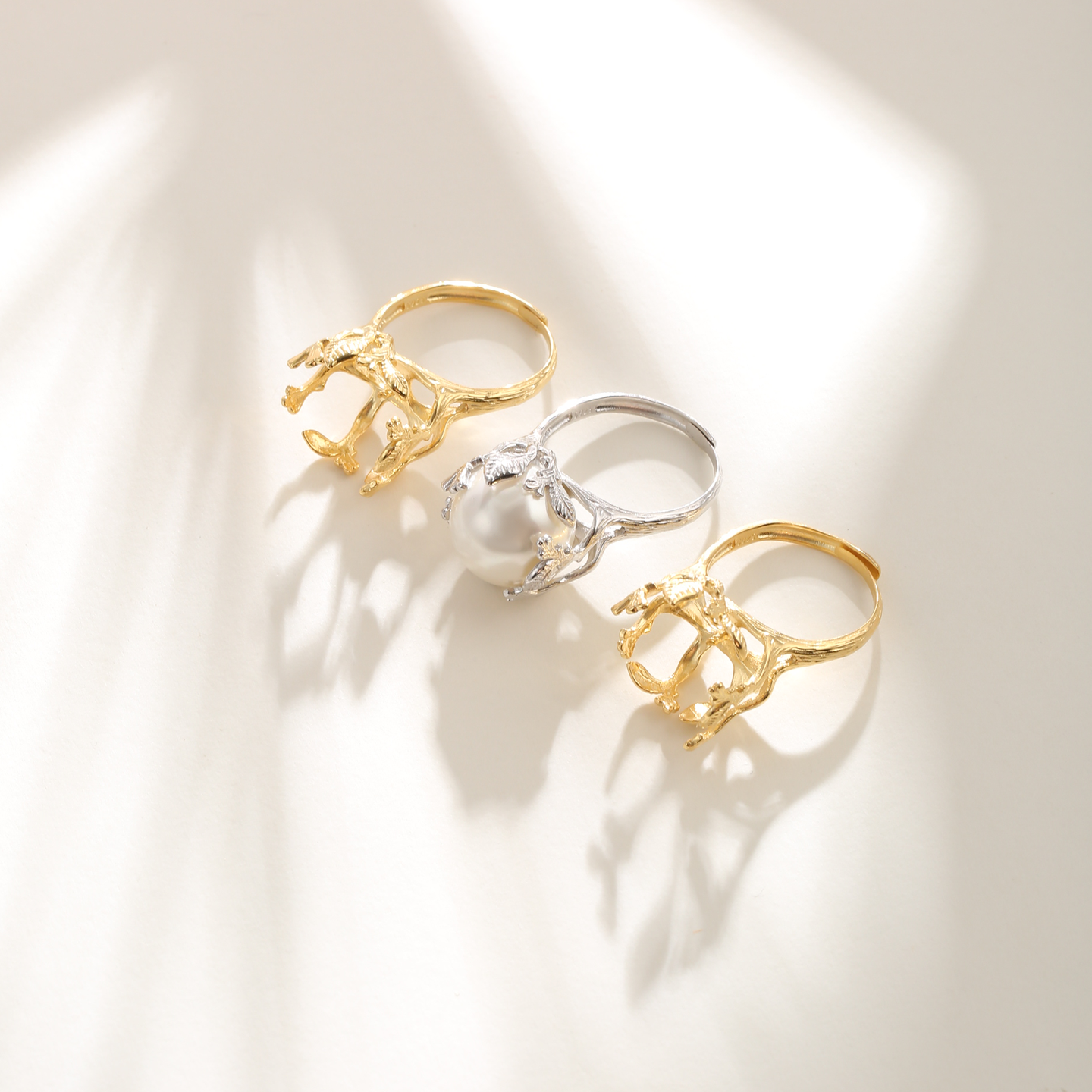 手工DIY饰品配件925纯银日韩树叶花儿镶嵌珍珠巴洛克戒指空托配件,淘宝优惠券,粉丝福利购,淘宝优惠卷