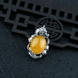 Подвеска, ретро изумрудная инкрустация камня из воскового агата, серебро 925 пробы