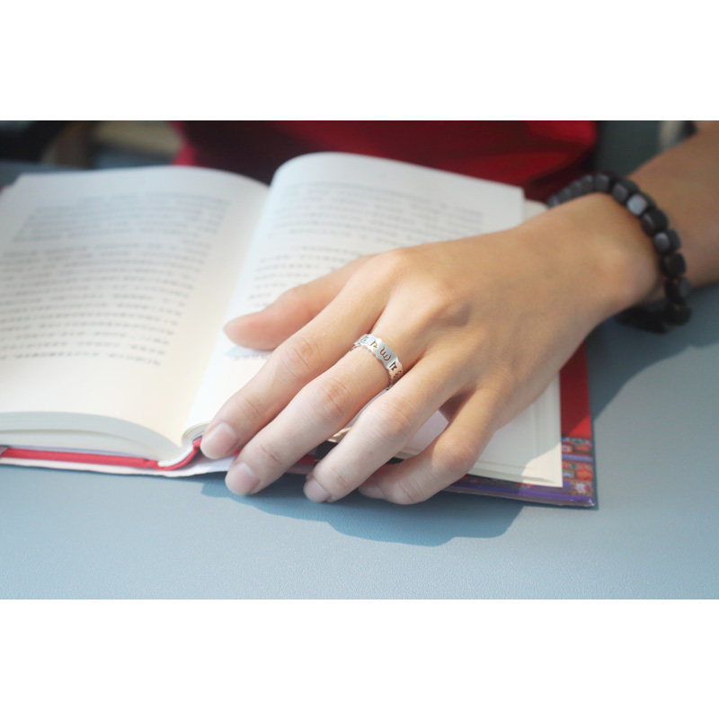 六字真言纯银招财男女士食指转运珠 轩晶缘戒指/指环