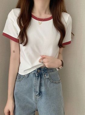 Women's round neck short sleeved T-shirt base shirt女短袖t恤