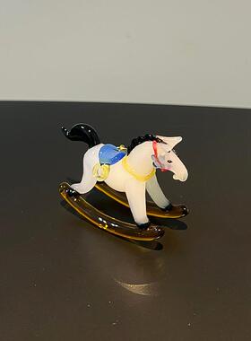 琉璃摇摇马摆件办公室桌面工位装饰高级感小众手工艺品创意礼物