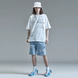 Белая спортивная футболка с коротким рукавом в стиле хип-хоп, подходит для подростков