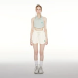 Зеленая сексуальная майка топ, воротник поло, с вышивкой, с открытой спиной, по фигуре