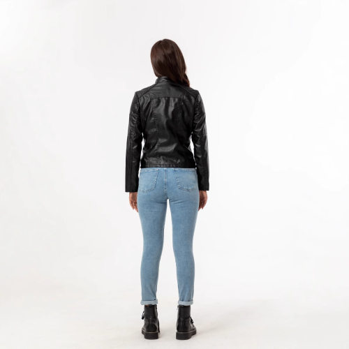 Women's zipper short leather jacket女装拉链短款皮衣 - 图3