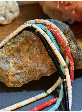 18K金天然彩色石头串珠项链手链