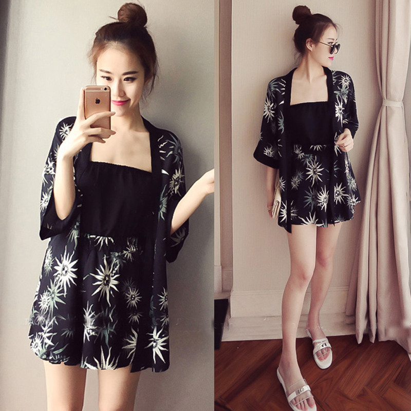 夏冰丝可外穿性感抹胸连体裤睡衣 七彩萤睡衣/家居服套装