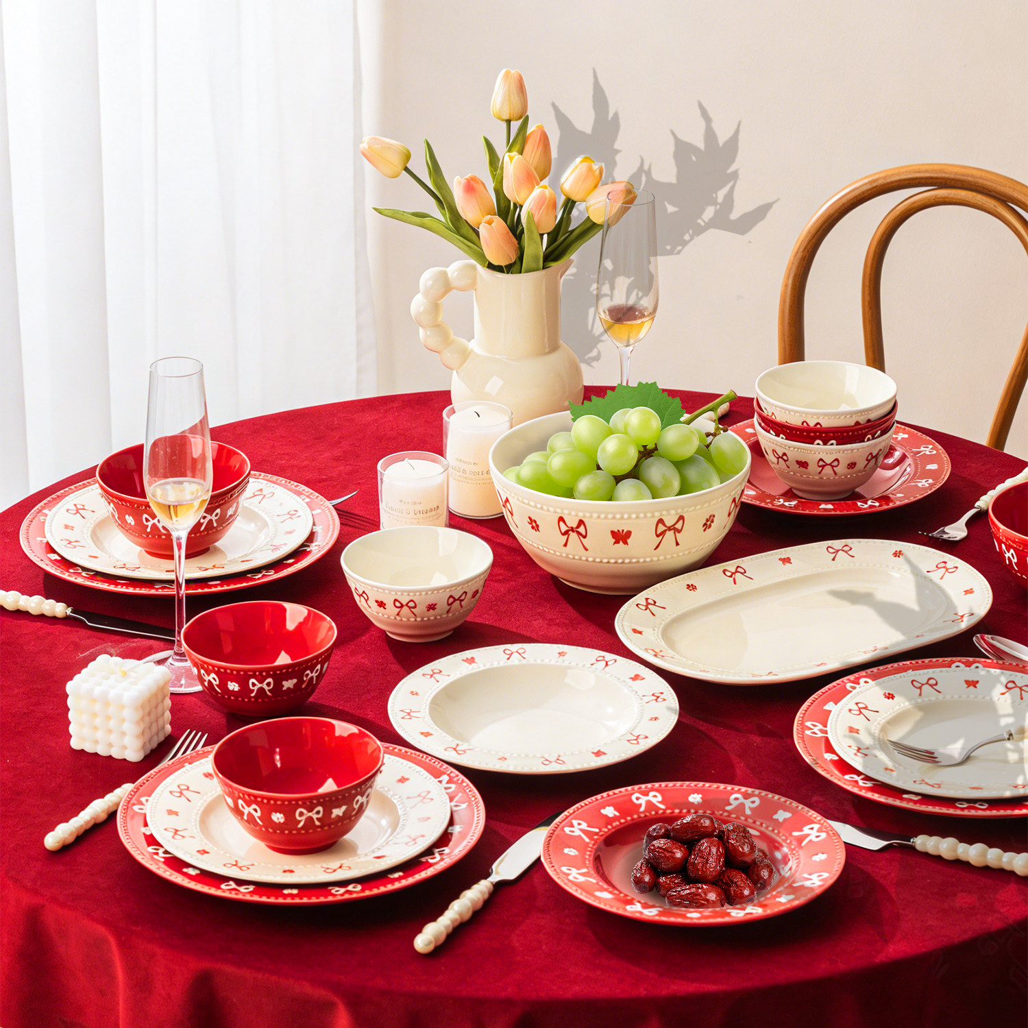 碗碟套装家用2026新款高颜值釉下彩陶瓷碗盘碗筷餐具新婚乔迁之喜