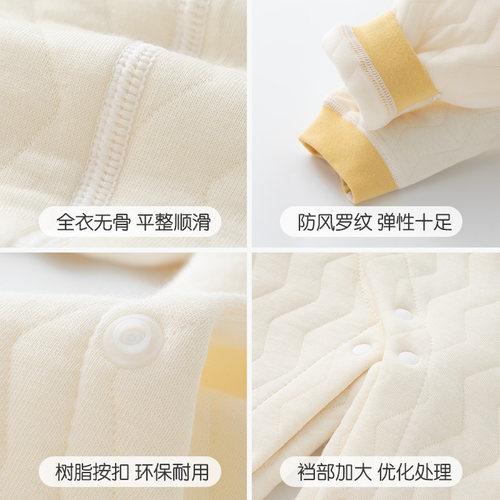 婴儿秋冬衣服满月百天宝宝夹棉连体衣新生儿冬季外出棉服纯棉哈衣 - 图2