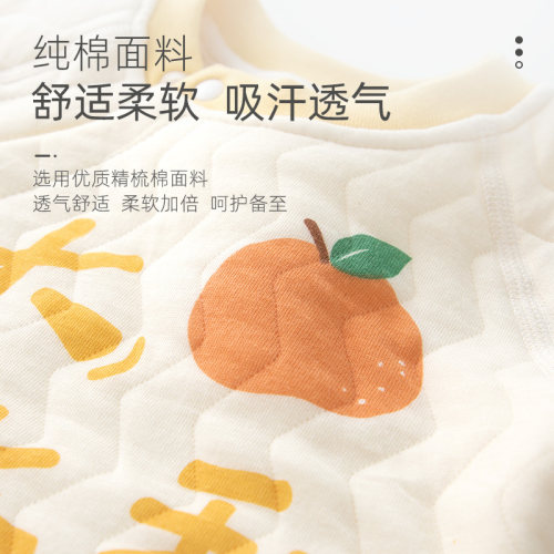 婴儿秋冬衣服满月百天宝宝夹棉连体衣新生儿冬季外出棉服纯棉哈衣 - 图1