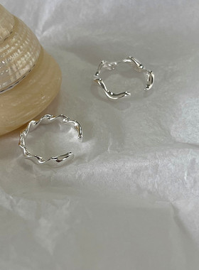 女通体925纯银小众扭曲波浪设计