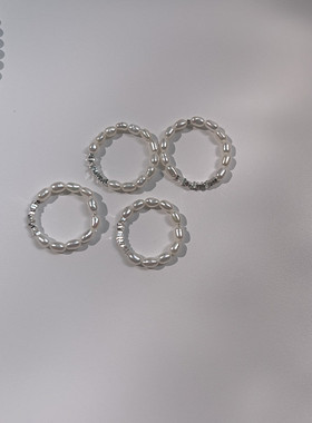 925纯银小众珍珠碎银子戒指叠戴