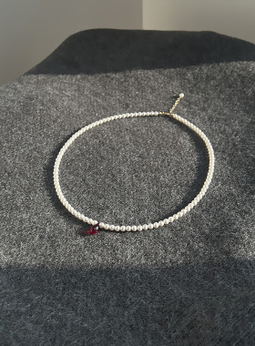 女美国14k包金红色水滴吊坠项链