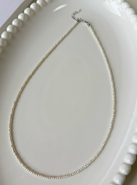 必入！超罕见极细1-2mm天然淡水迷你珍珠项链s925纯银百搭锁骨链