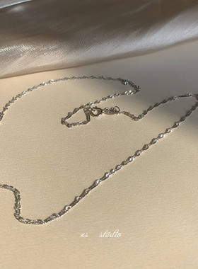 细闪极简通体925纯银项链 水波纹锁骨链气质通勤百搭吊坠链冷淡风