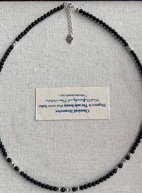 小众个性锁骨链黑玛瑙串珠女纯银