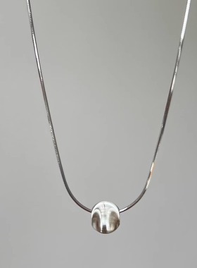 通体S925纯银拉丝猫眼银珠项链女